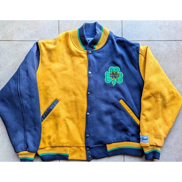 Notre Dame Irish 90s The GAME bomber Varsity jacket L navy gold Fightin NCAA vtg - Picture 2 of 6